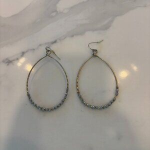 Beaded Drop Hoop Earrings